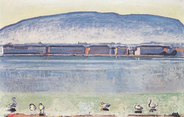 Ferdinand Hodler Genfersee mit sechs Schwanen oil painting image